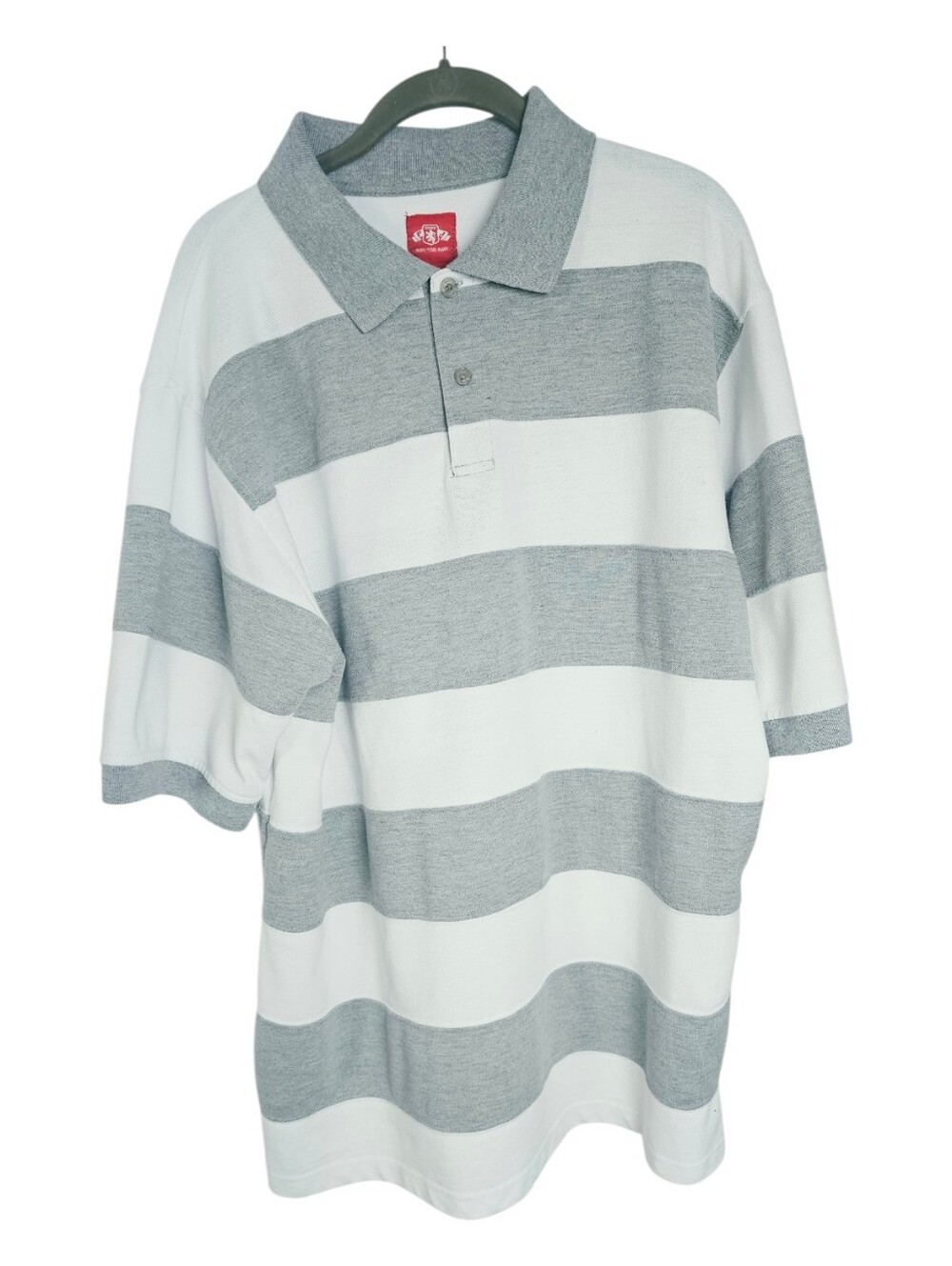 P J Mark Classic Gray and White Striped Polo Shirt Size 2XL